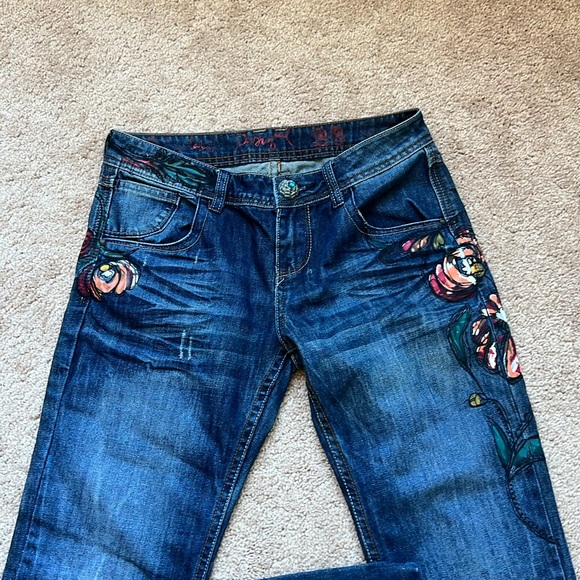 Desigual Floral Painted Straight Leg Jeans - Picture 2 of 9